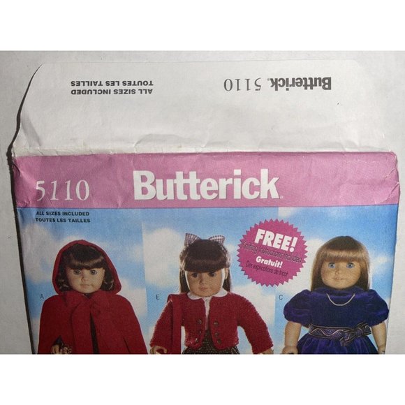 Butterick Two Vintage 18" Doll Sewing Patterns #5110 & Pattern #6667 both Uncut - Picture 2 of 12